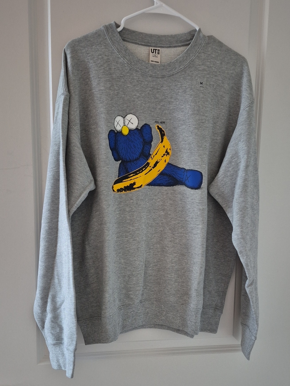 Uniqlo Kaws Warhol Sweatshirt Medium Nwt Grey Cookie Monster Cotton